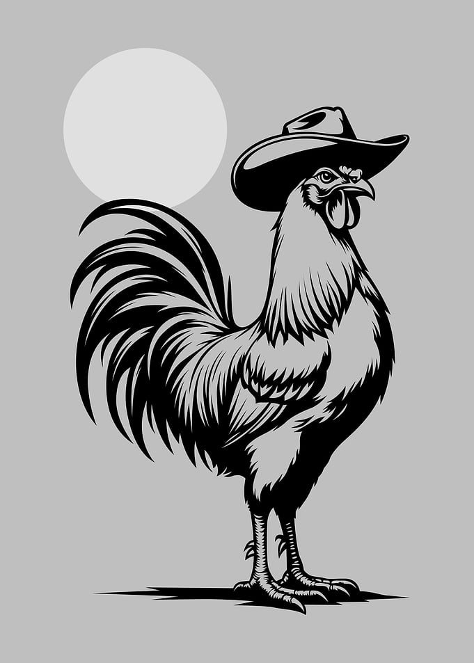Cowboy Rooster Illustration