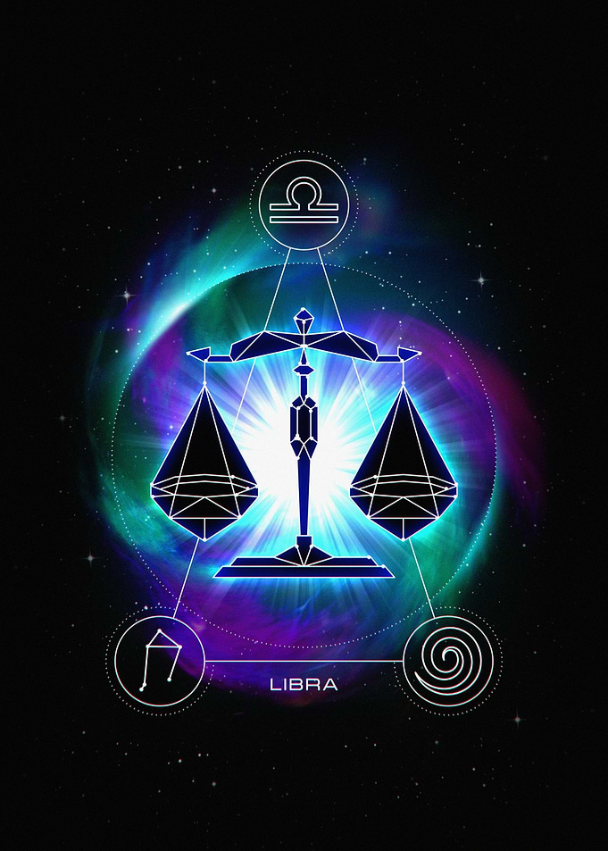 Libra Zodiac Sign with Cosmic Background