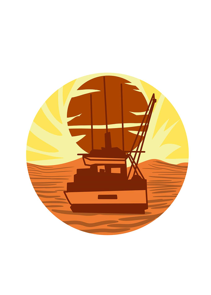Fishing Boat Sunset Graphic