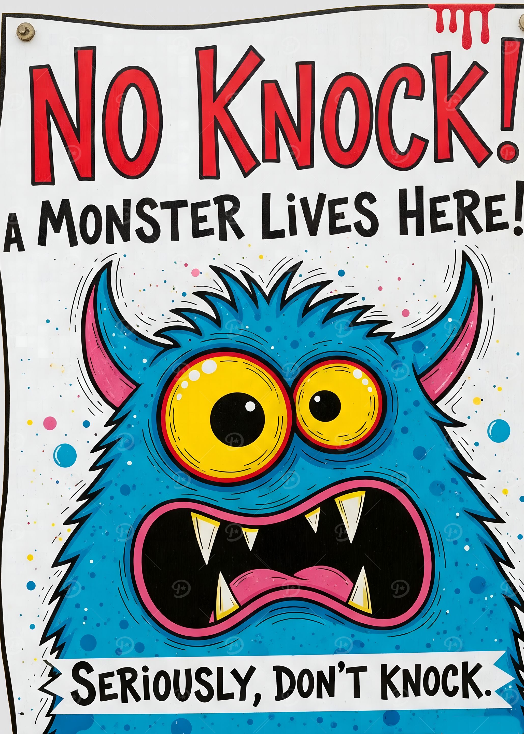 No Knock Monster Sign
