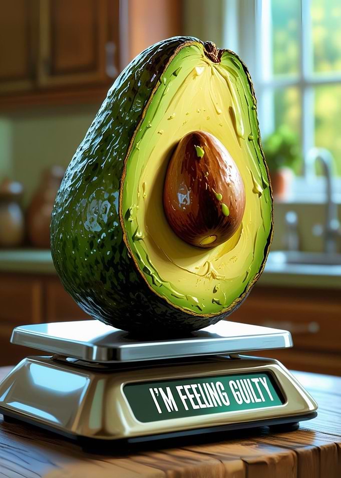 Guilty Avocado on Kitchen Scale