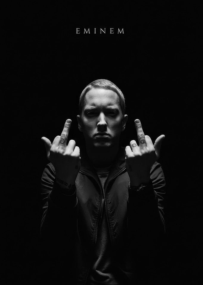 Eminem Portrait with Middle Fingers Up