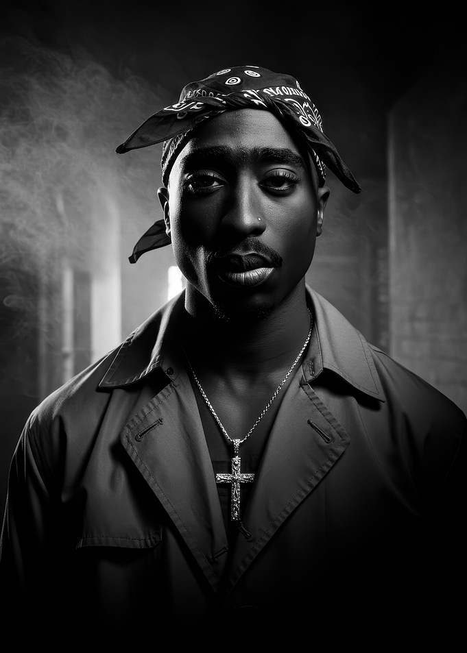 Tupac Shakur Black and White Portrait