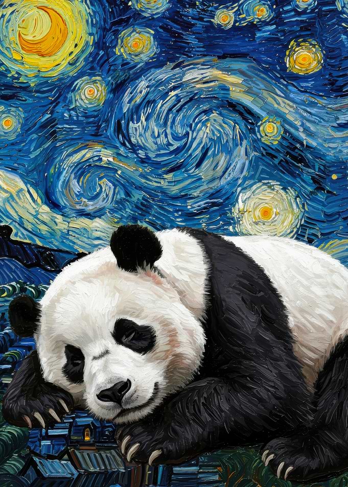 Panda in Starry Night
