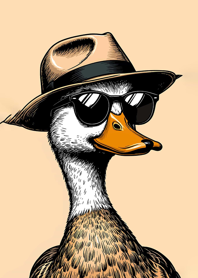 Cool Duck with Hat and Sunglasses