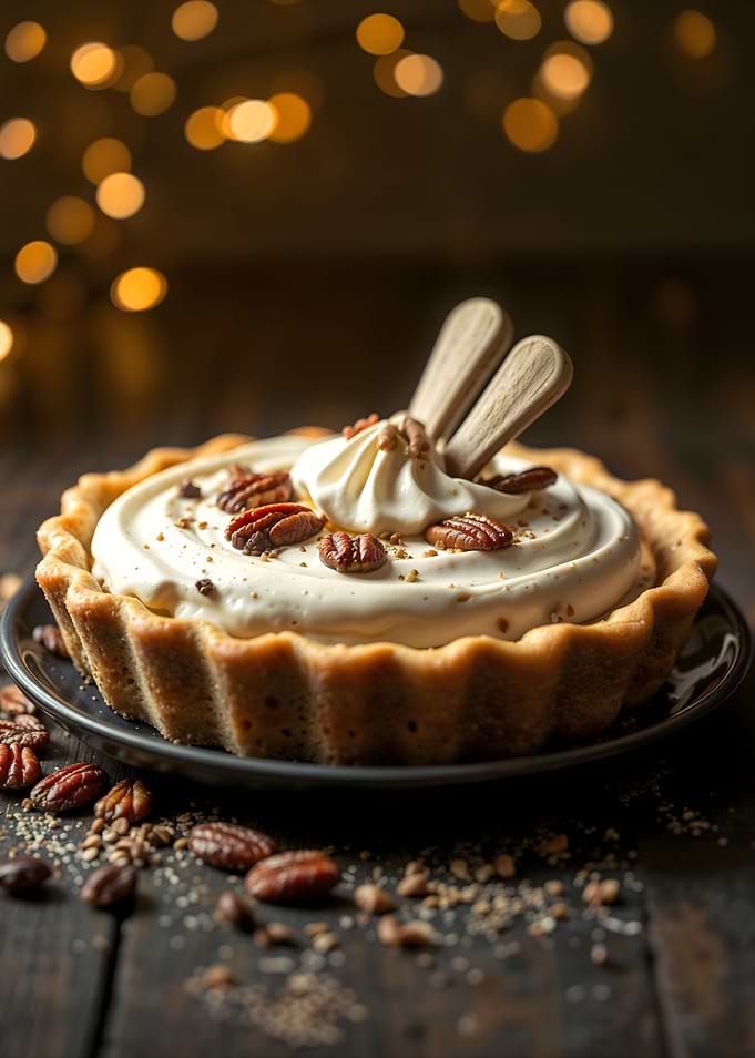 Pecan Tart with Cream Topping