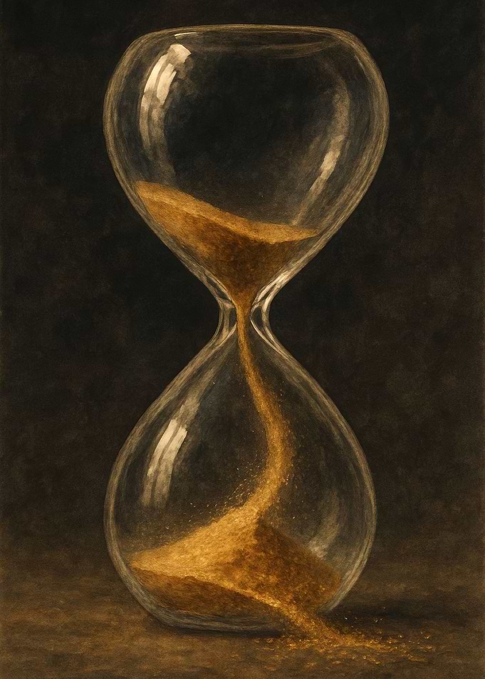 Hourglass with Flowing Golden Sand