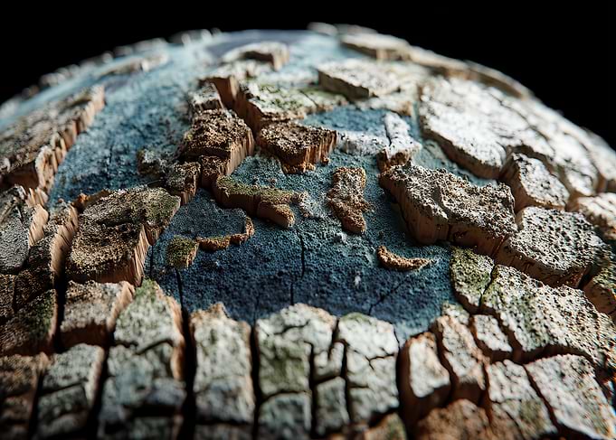 Textured Earth Globe Close-Up