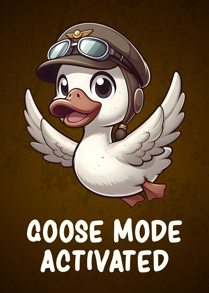 Pilot Bird Humor Funny Flying Baby Goose
