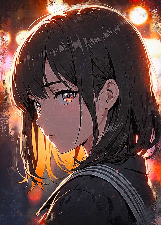 Anime Girl with Short Dark Hair