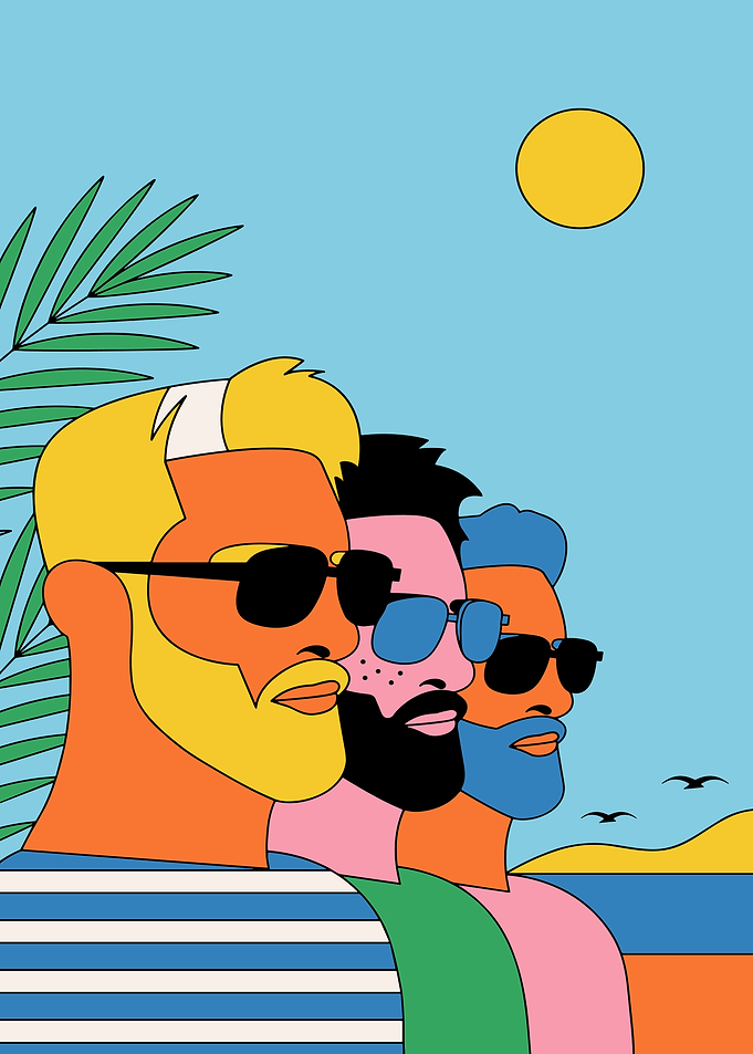 Three Men at the Beach