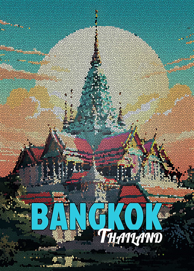 Bangkok Thailand Mosaic Art Poster