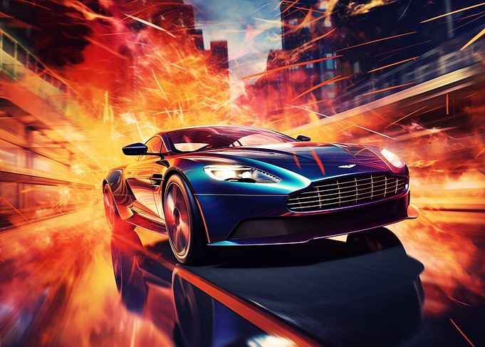 Aston Martin in Fiery City