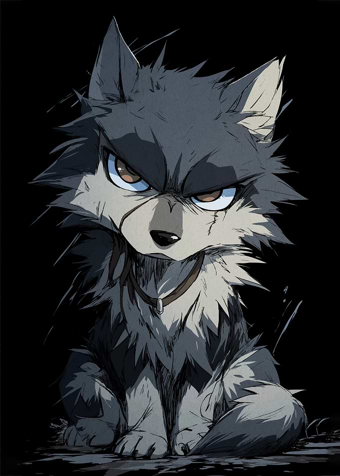Anime Wolf Angry Expression