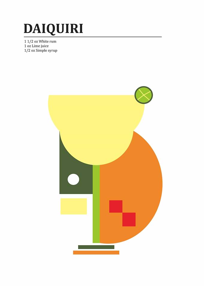 Abstract Daiquiri Cocktail Recipe Illustration