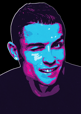 Winking Man Portrait in Pop Art