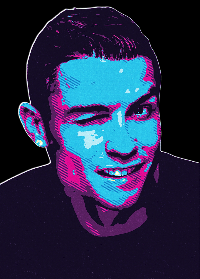Winking Man Portrait in Pop Art