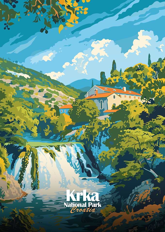 Krka National Park Croatia Poster Art