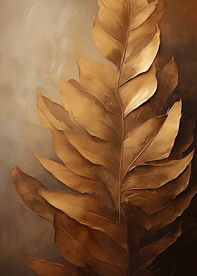 Golden Leaf Abstract Art