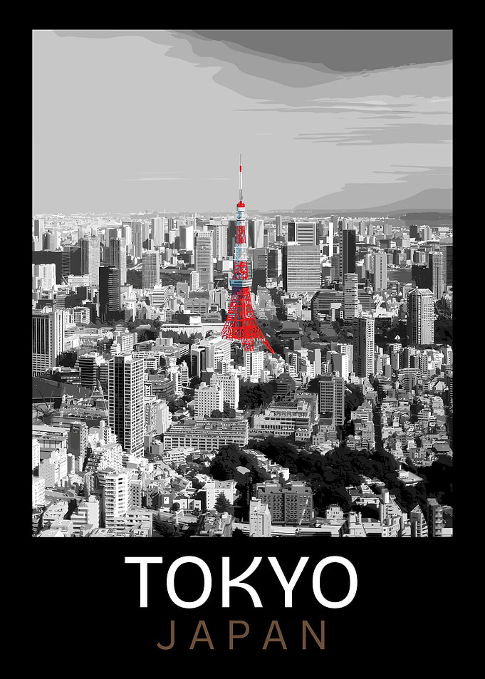 Tokyo Tower cityscape poster