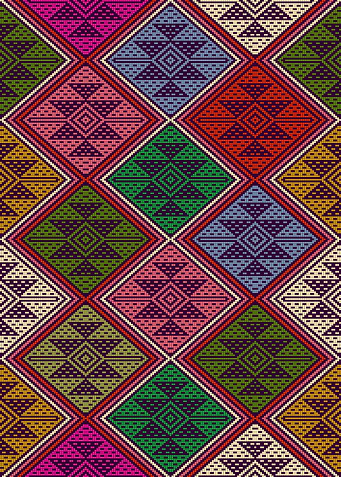 Colorful Diamond Pattern Textile Design