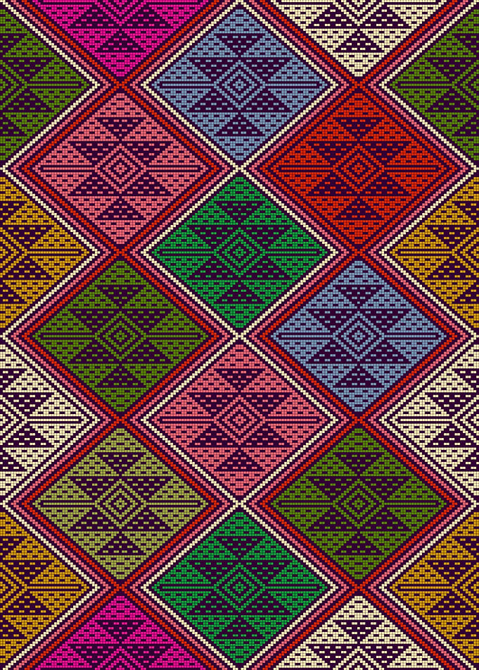 Colorful Diamond Pattern Textile Design