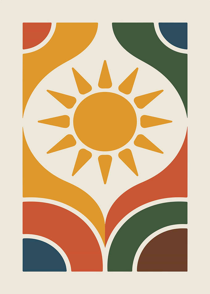 Retro Sun Geometric Art