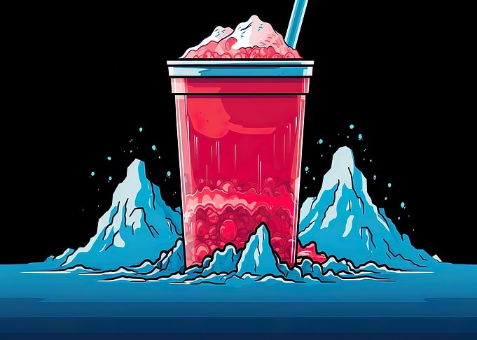 Red Drink with Ice Mountains