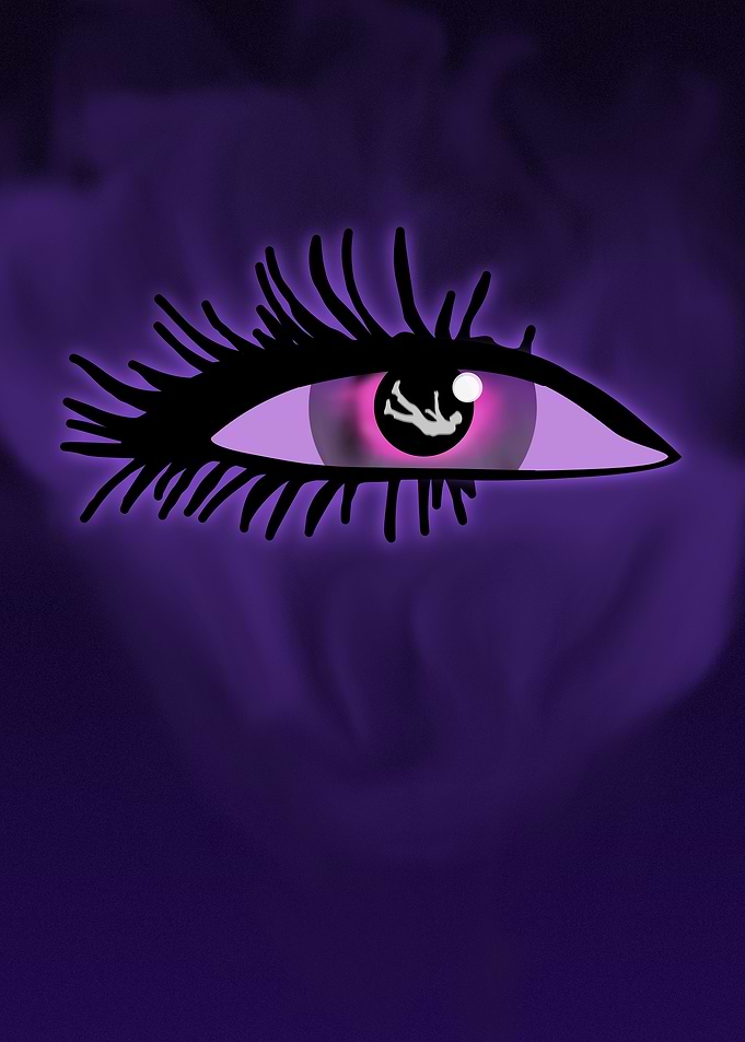 Eye with Falling Figure Reflection
