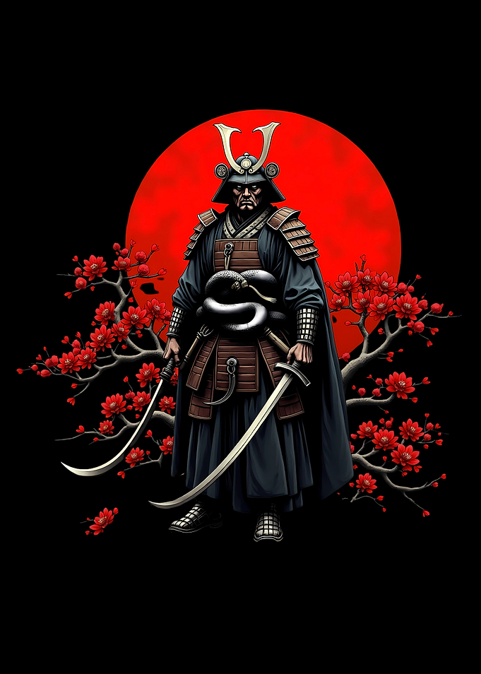 Samurai Warrior with Cherry Blossoms