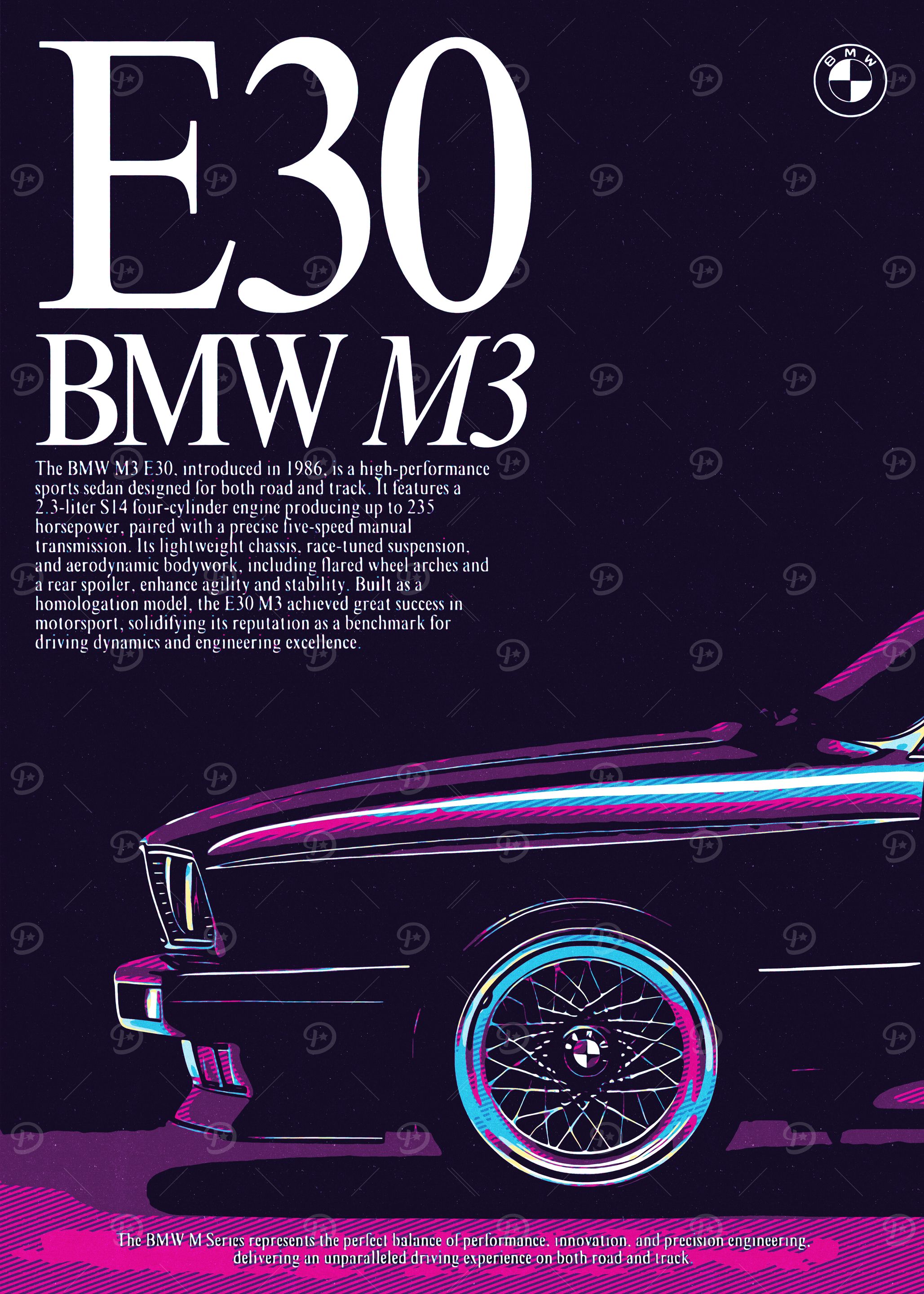 BMW E30 M3 Retro Art
