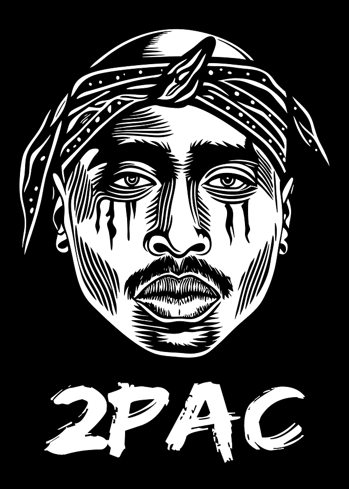 2Pac Black and White Portrait