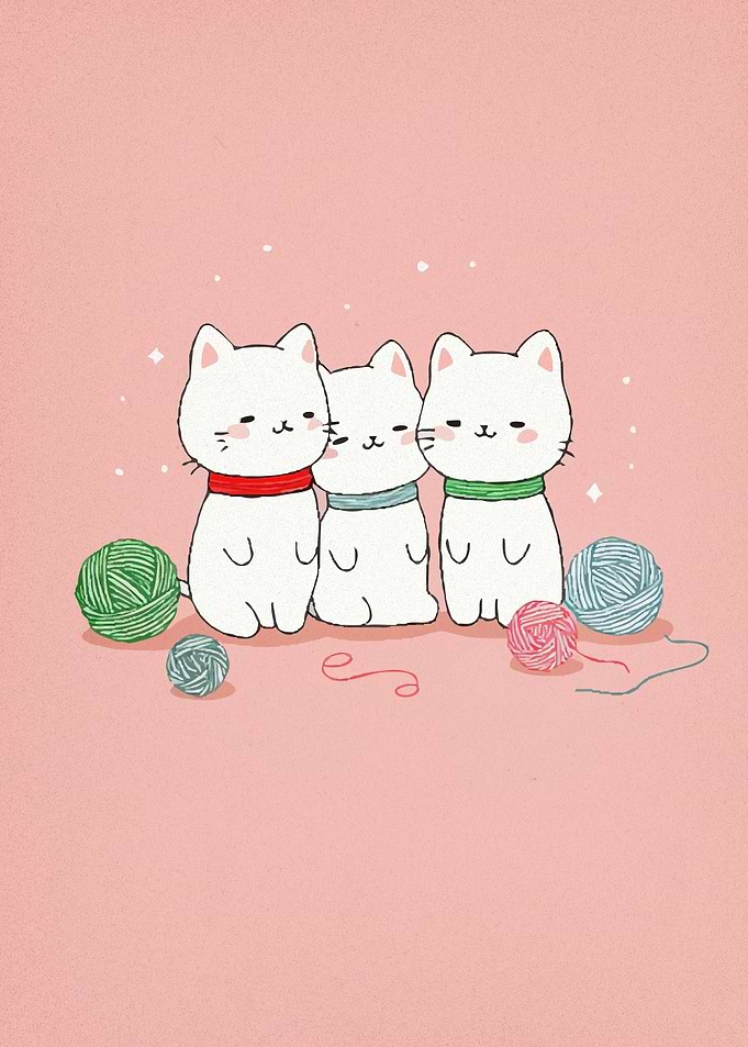 Three Cats Yarn Balls