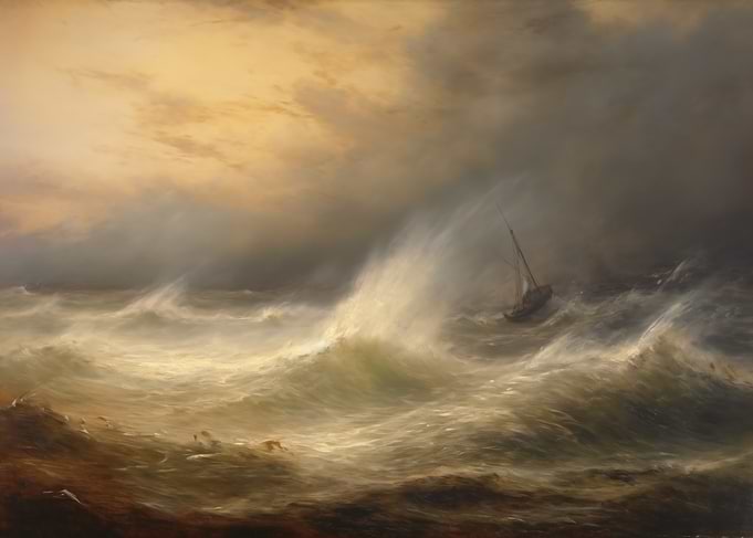 Ship in Stormy Seas Art