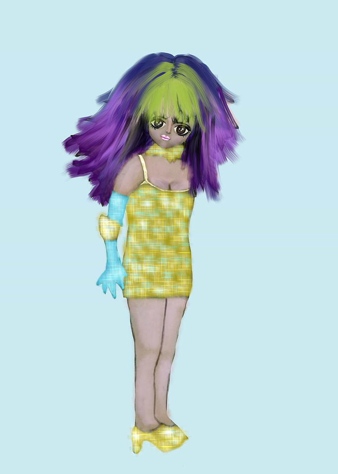 Anime Girl with Colorful Hair