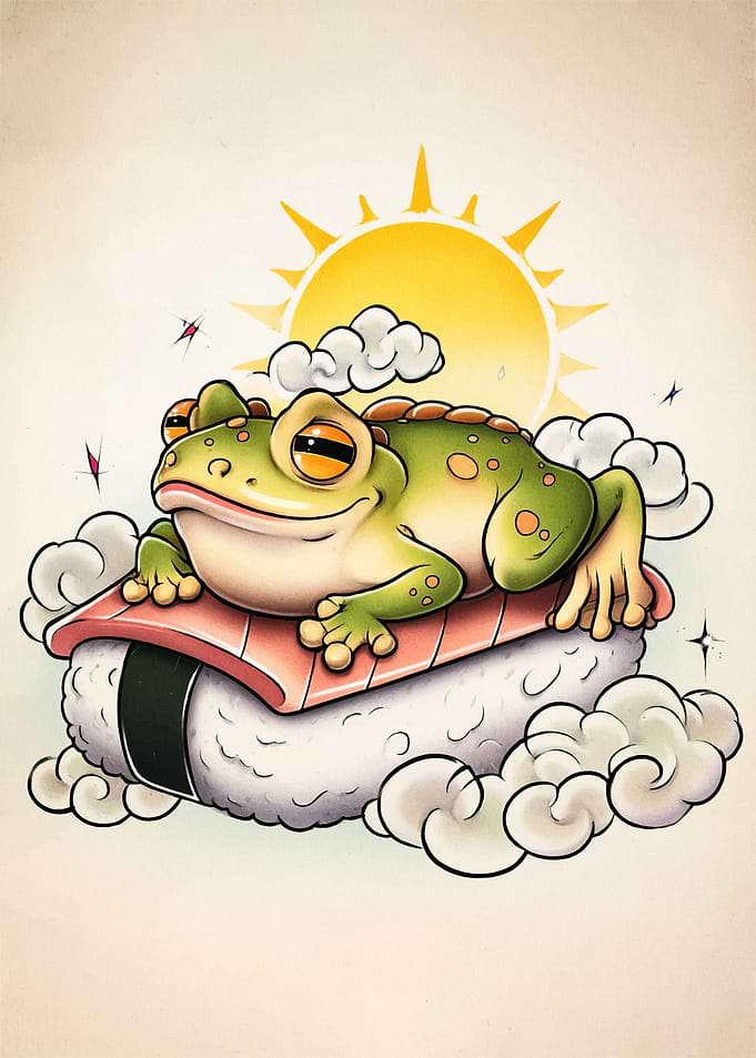 Frog Sushi Cartoon