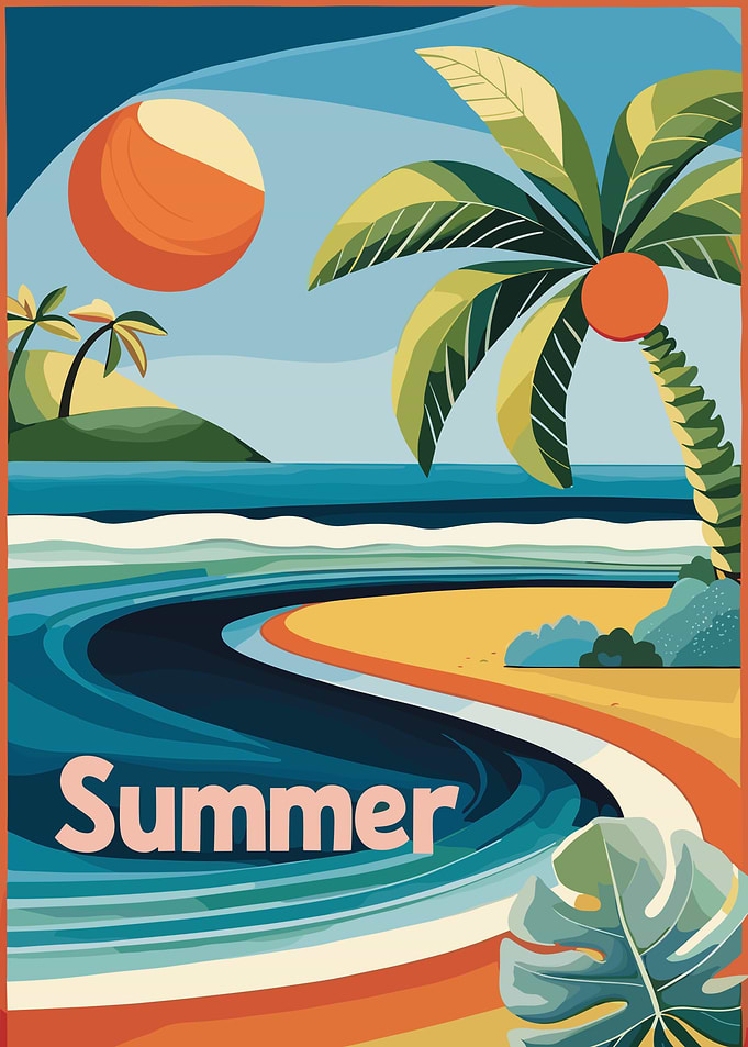 Summer Beach Retro Art