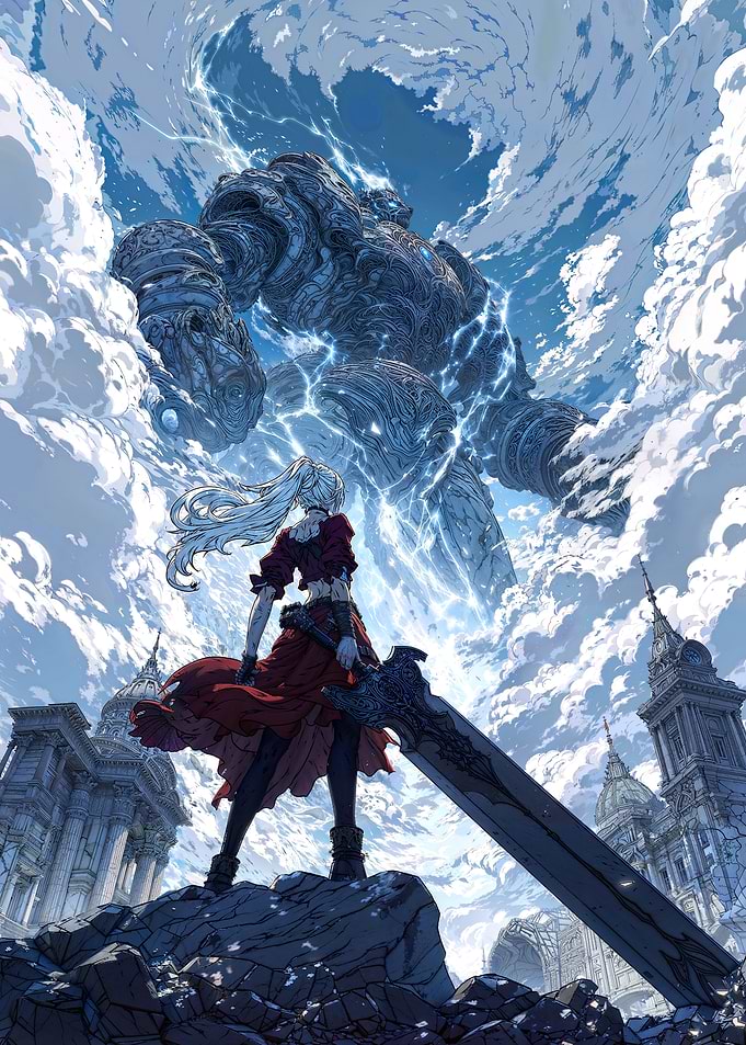 Fantasy Warrior and Stone Giant