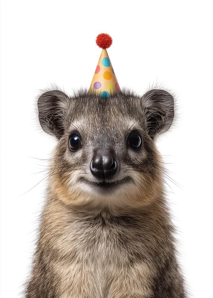 Cute Tree Hyrax Wearing Party Hat