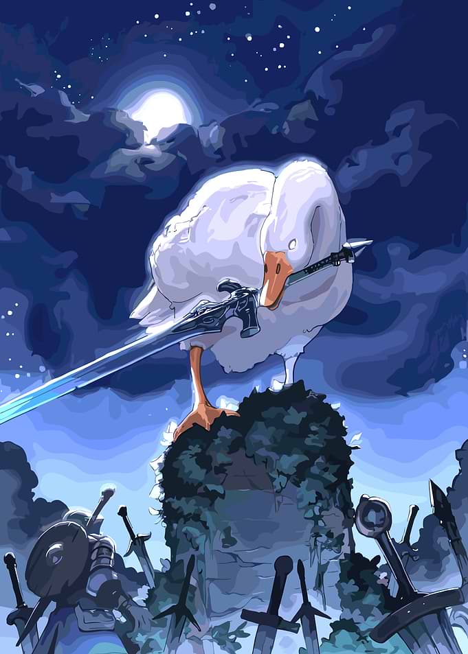 Goose with Sword on Stone