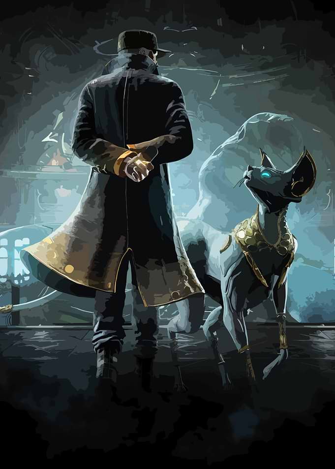 Man and Cat Digital Art
