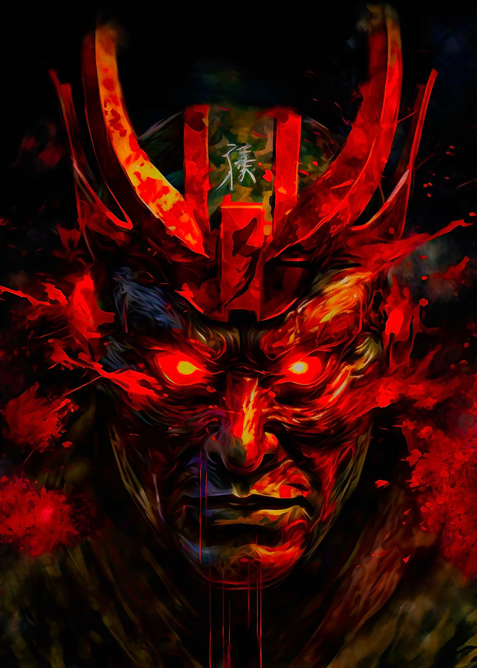 Red Oni Demon Warrior Portrait