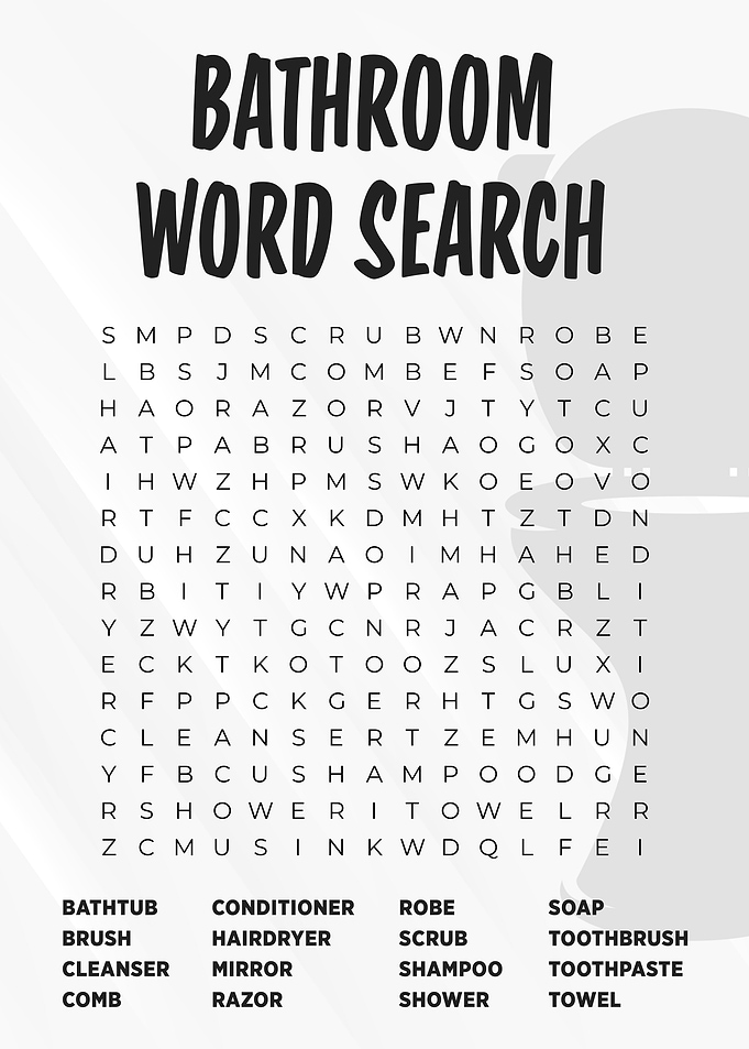 Bathroom Word Search Puzzle