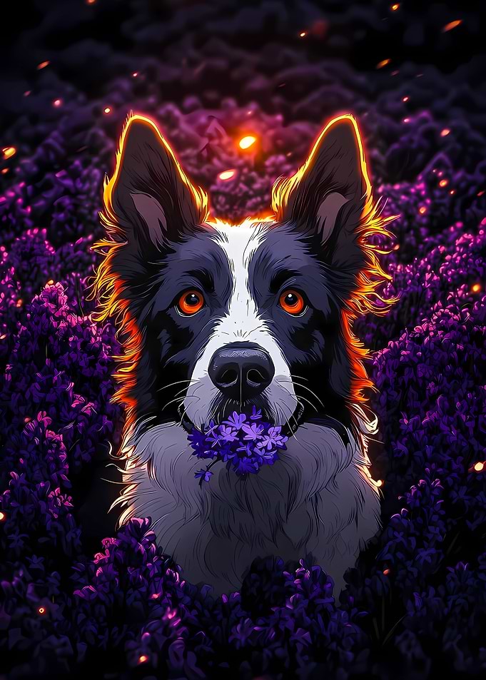 Dog in Lavender Field