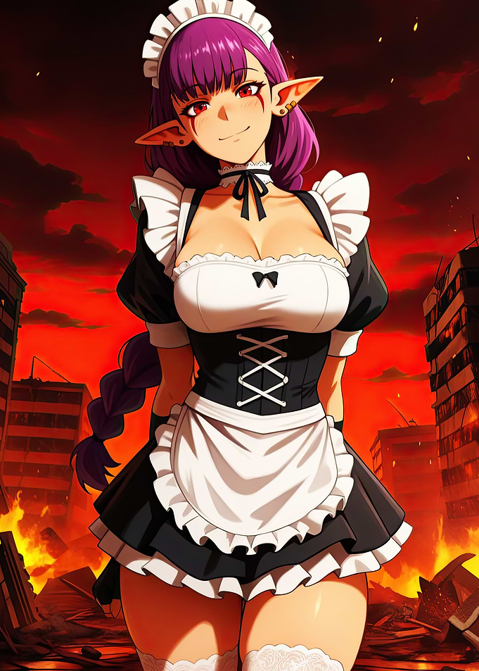 Elf Maid in Apocalyptic Cityscape