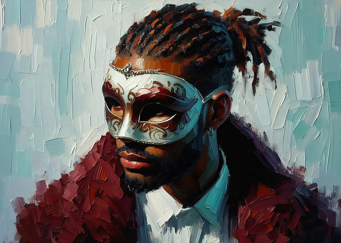 Man with Mask Oil Painting