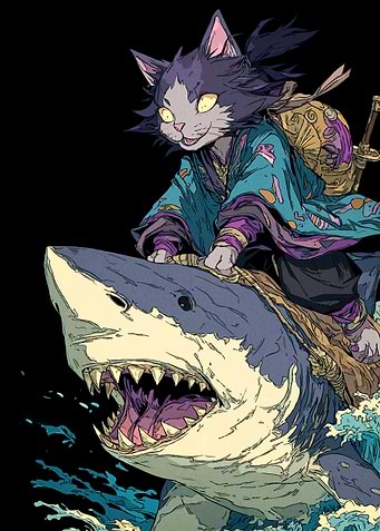 Cat Samurai Shark