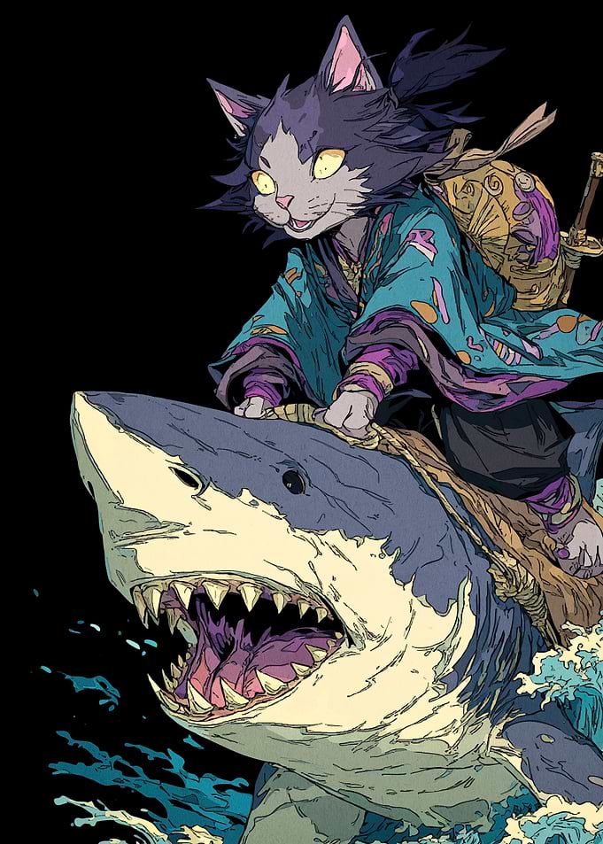Cat Samurai Shark