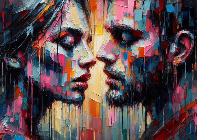 A Kiss and Love - Abstract Couple Portrait