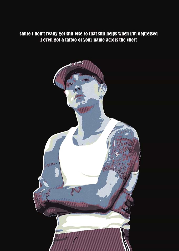 Eminem Portrait with Lyrics